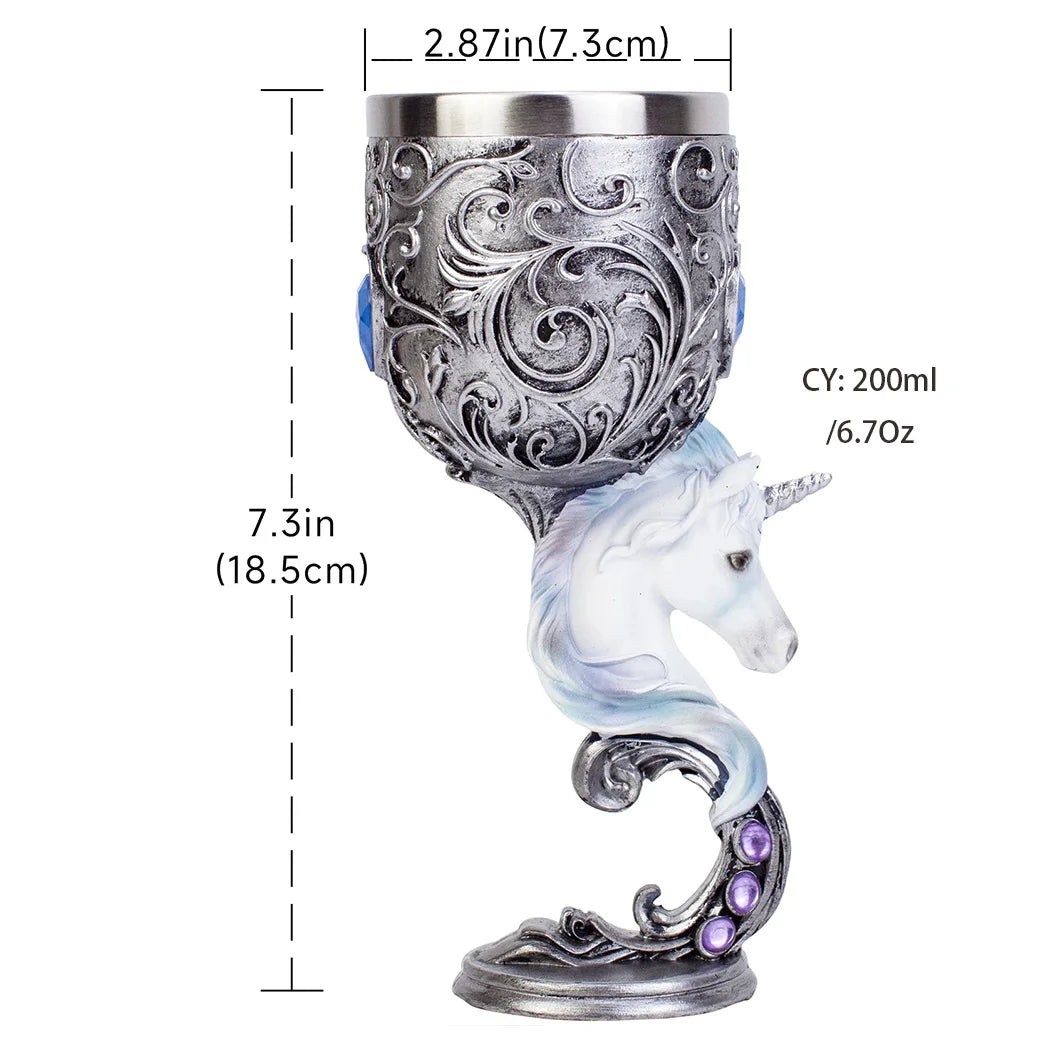 Dragon Wine Glass Unicorn Resin Stainless Steel Goblet Wolf Cocktail Glasses Cat Whiskey Cup Skull Pub Bar Drinkware Decoration